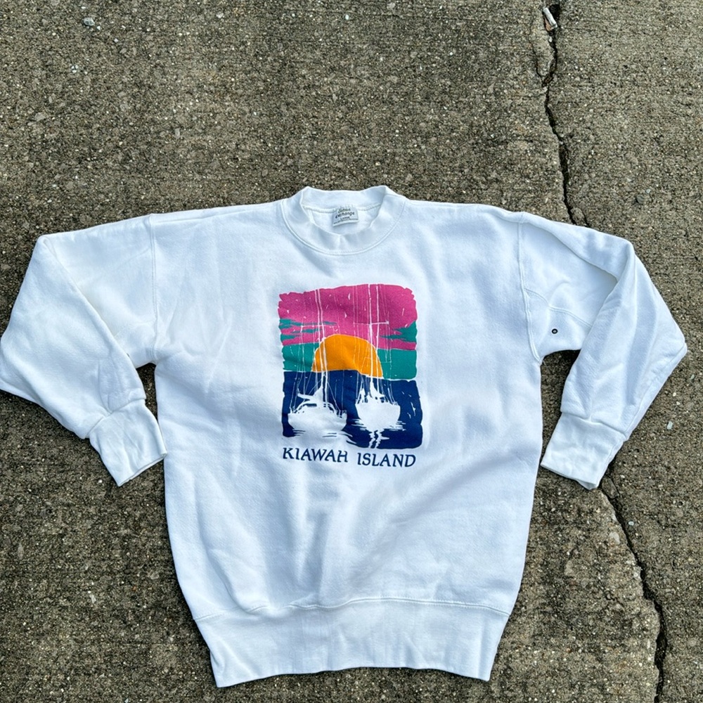 white kiawah island crewneck